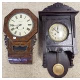2 antique wall clocks