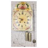 Antique hand painted wall clock with weights