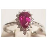 Platinum ring set with 1.06ct ruby center stone &