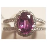 Platinum ring set with apporx. 1.71cw natural pink