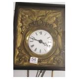 Antique weight driven brass picture frame clock