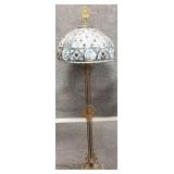 Antique ship motif floor lamp with stained &