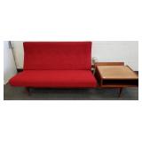 Jens Risom sofa with built-in storage table-