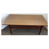 Jens Risom modern walnut floating top coffee table