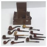 Group smoking pipes incl. Briar & a humidor