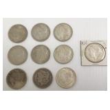 10 U.S. silver dollars