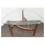 Adrian Pearsall walnut table with glass top