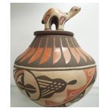 Lois Medina 9" jar with bear lid & eagle feathered
