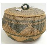 Approx 10" antique Native American covered basket