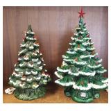 2 vintage ceramic lighted Christmas trees