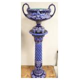 Antique Rorstrand Majolica fox motif jardiniere &