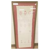 Large framed needlework sampler dated 1837