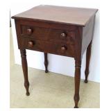 Antique 2-drawer early pencil leg table