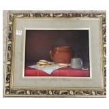 Framed signed Linister 1966 still life oil on