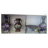 Cloisonne planter, champleve vase (1 as seen) &
