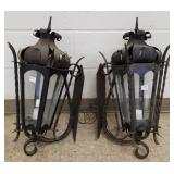 2 ornate metal 26" carriage house light fixtures