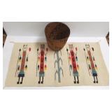 Navajo Yei 21"x 39" & a pima 9"x 10" basket