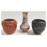 2 Southwest Indian Santa Clara serpent pots &