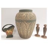 3 pieces of Roseville pottery & RRP Company floor