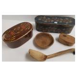 5 pieces of Norwegian woodware, etc. including