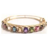 14K bangle bracelet set with semi precious stones