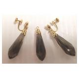 Pair of 14K gold dangle earrings & pendant set