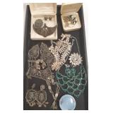 Sterling enamel compact, gold filled scarab,