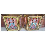 2 stained & leaded glass fire screens