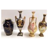 4 hand painted vases- Royal Crown Derby, etc. (as