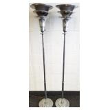 2 Deco chrome floor lamps