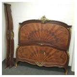 French bronze mounted & inlay bed with rails