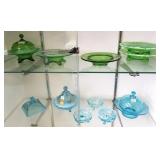 Group of antique blue & green opalescent antique