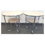 2 Deco chrome 2-tier lamp tables