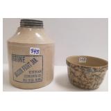 Red Wing stoneware 5" spongeware bowl & mason