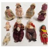 Group of mini German bisque, etc dolls