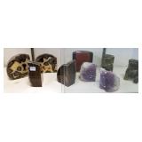 4 1/2 sets of stone bookends incl. septarian, etc
