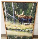 Framed signed Ed DuRose oil on canvas- bull moose