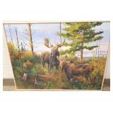 Framed unsigned Ed DuRose oil on canvas- moose