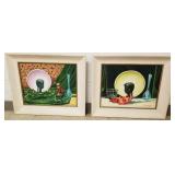 2 framed signed Frank Gavencky mid century still