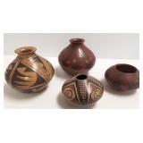 4 small signed Sandaval Southwest pots