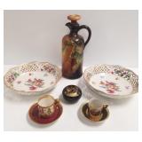 Dresden portrait cup, 2 bowls, lacquer box, hand