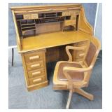 Antique oak S curve rolltop desk- used by