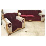 Antique Art Deco sofa & chair- 2 color mohair (as