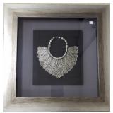 Shadowbox framed ethnic large bead & fan necklace