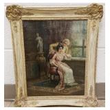 Antique framed signed P. Millotti oil on canvas-