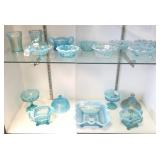 Group antique blue opalescent glass- most