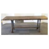 Wood & iron tall primitive table/ workbench