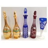 3 cut overlay pieces & 2 decanters