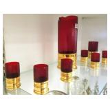 8-piece shotgun shell ruby glass drink set