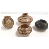 4 small signed Quezada Southwest pots